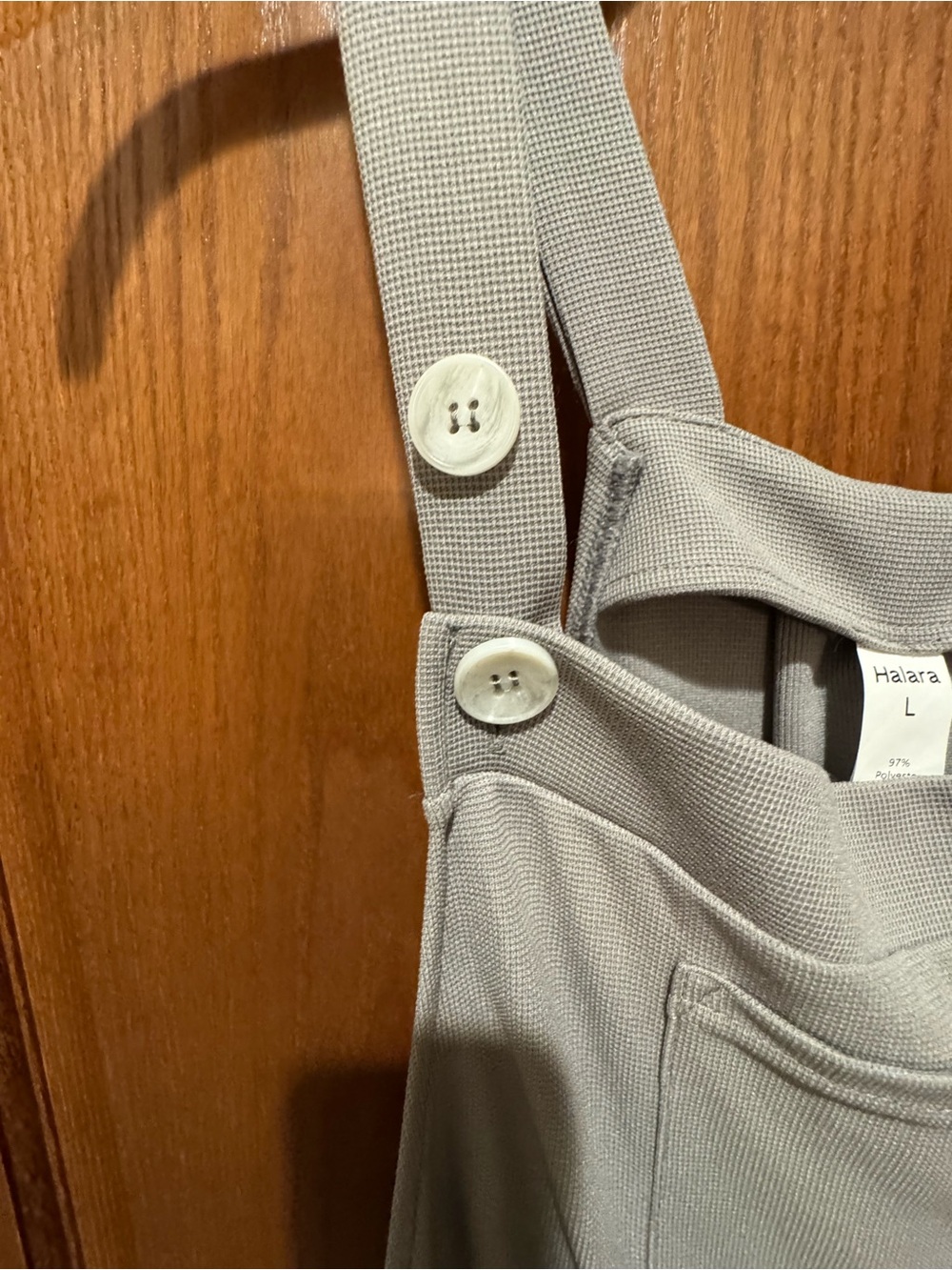 Relaxed Strappy Women's Large Jumpsuit Light Gray Plenty of Pockets - Picture 6 of 13